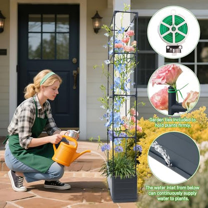 2 Packs Raised Garden Bed Tomato Planter Box with Trellis, 55.2" Self-Watering Tomato Cage with Rectangular Trellis for Climbing Plants Flowers Vegetables Vine in Patio Garden Indoor Outdoor - size: 4 Tiers-55.2"