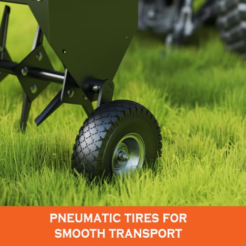 MOUMON 48.5” Tow Behind Lawn Aerator, Tow Behind Plug Aerator with 32 Tines