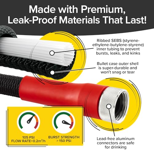 Pocket Hose 50 FT Silver Bullet 2.0 Hose, Turbo Shot Nozzle, Kink-Free - size: 50 FT