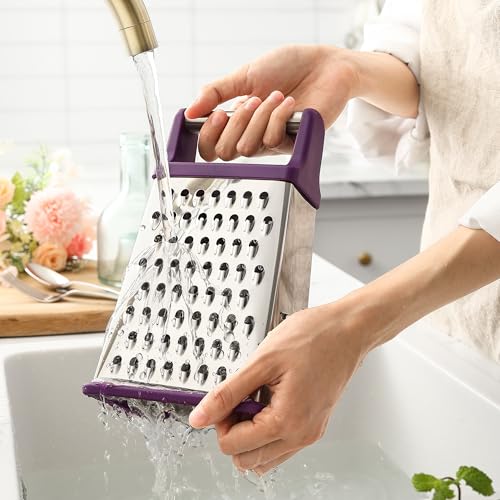 Spring Chef Stainless Steel XL Cheese Grater for Kitchen, Purple - color: Purple