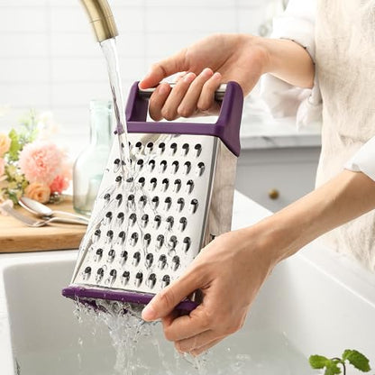 Spring Chef Stainless Steel XL Cheese Grater for Kitchen, Purple - color: Purple