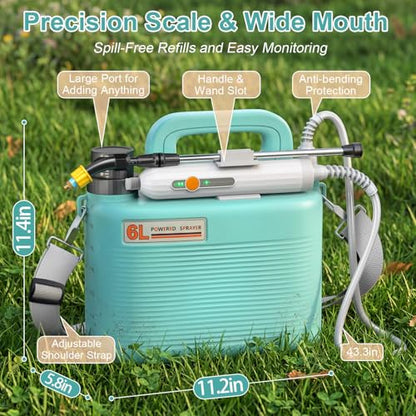 Battery Powered Garden Sprayer 1.8 Gallon, Lightweight 3 Nozzles,5 Patterns - size: 1.8gal