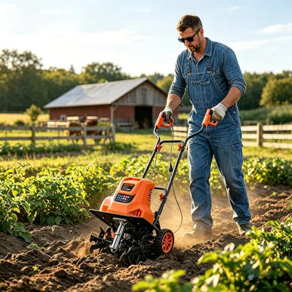 GARCARE 15A Electric Tiller Cultivator 18" Tiller for Gardening