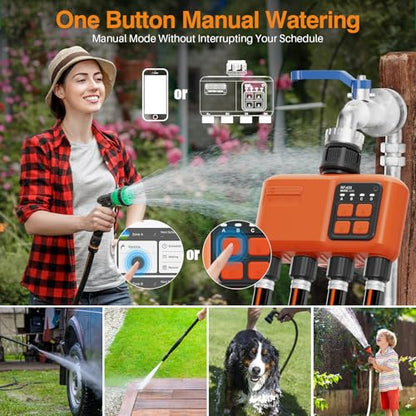 Smart WiFi Sprinkler Timer 4 Zone, Irrigation Controller for Garden Hose - style: 4 Outlet
