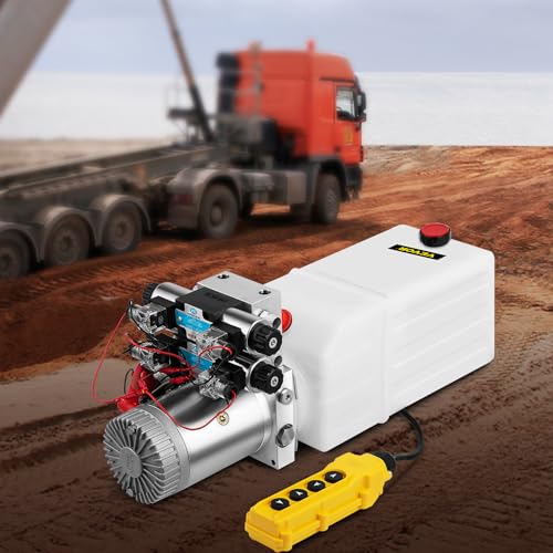 VEVOR Hydraulic Pump 12V DC Hydraulic Power Unit Double Acting Double Solenoid Hydraulic Power Pack Unit with 8L Plastic Tank Max Pressure 200 Bar for Car Liftng