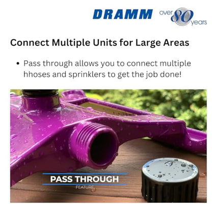 Dramm ColorStorm Gear Drive Sprinkler on Heavy Duty,Durable Metal Base, 4 Patterns, Ideal for Small, Medium & Large Areas with Pass Through Feature, Berry, 40 Foot Diameter - color: Berry, style: Gear Drive Sprinkler