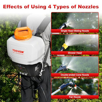 Toovem 4 Gallon Battery Powered Backpack Sprayer with 18V Strong Battery - color: Translucent White