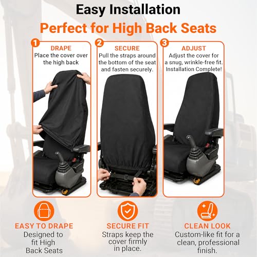 Jay's Equipment Seat Covers Super High Back, Heavy-Duty Canvas 20X35 - color: Black