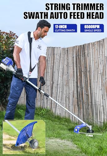 Wild Badger Power 26cc 2-Cycle Gas Weed Wacker, 4-in-1 Wheeled Edger Kit