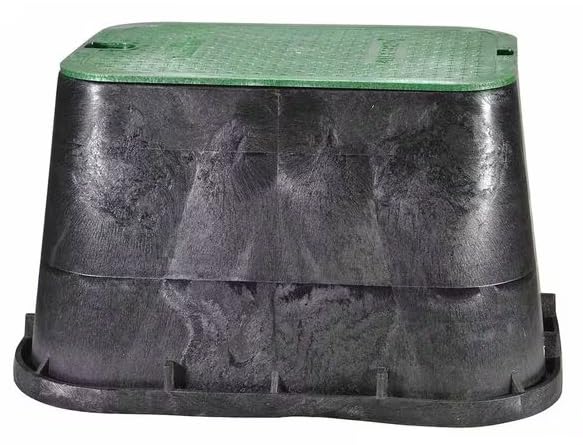 Extra Large Black/Green Rectangular Sprinkler Valve Box, PVC 15-1/2" Wide x 21" Long x 12" High