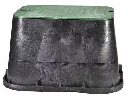 Extra Large Black/Green Rectangular Sprinkler Valve Box, PVC 15-1/2" Wide x 21" Long x 12" High