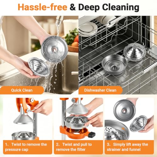 Orange Cast Iron Juicer for Bartenders & Health Enthusiasts - color: orange