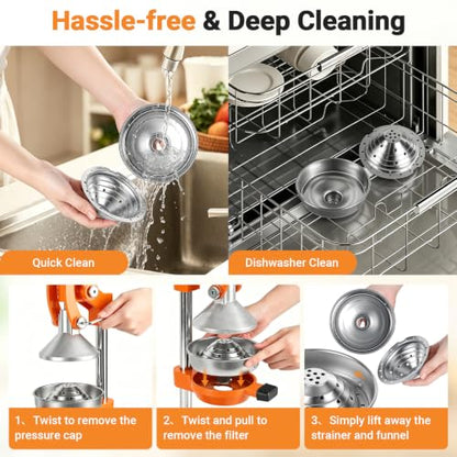 Orange Cast Iron Juicer for Bartenders & Health Enthusiasts - color: orange