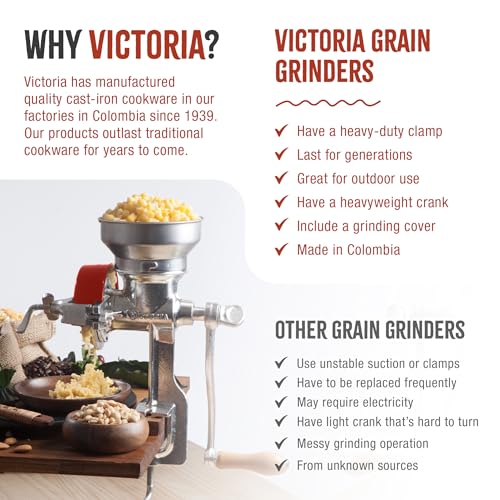 Victoria Manual Cast Iron Grain Mill 1200g with Low Hopper - size: Low 1200gr