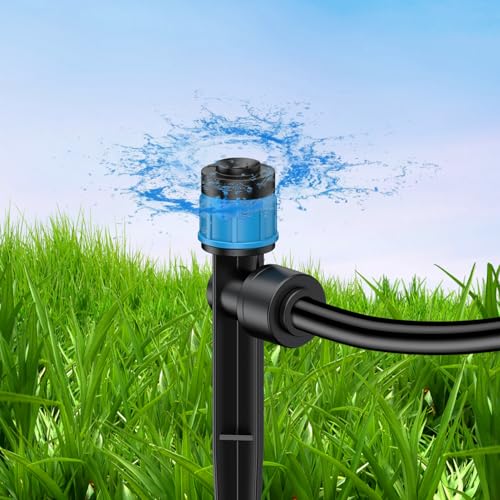 Pawfly 60 Pcs Drip Irrigation Emitters, Drip Emitters Sprinklers with Stake Drip Irrigation System Parts for 1/4 Inch Tubing, Water Flow Irrigation Drippers with Adjustable 360 Degree - size: 60PCS Drip lrrigation Emitter Sprinklers