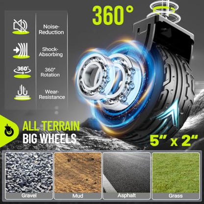 HIKEMOON 34'' Extra Long Folding Wagon Wide Wheels, 120L 360LBS Black