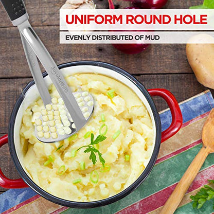 Joyoldelf Heavy Duty Potato Masher, Stainless Steel Integrated Masher Kitchen Tool & Food Masher/Potato Smasher with Non-slip Handle, Perfect for Bean, Vegetable, Fruits, Avocado, Meat - color: grey-black
