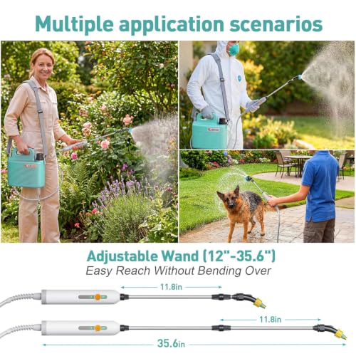 Battery Powered Garden Sprayer 1.8 Gallon, Lightweight 3 Nozzles,5 Patterns - size: 1.8gal