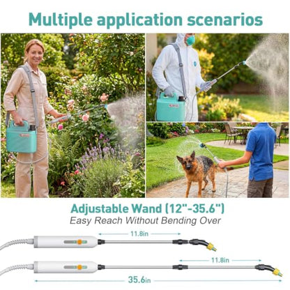 Battery Powered Garden Sprayer 1.8 Gallon, Lightweight 3 Nozzles,5 Patterns - size: 1.8gal