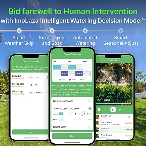 ImoLaza 4 Zone WiFi Smart Sprinkler Controller, ET Master Irrigation Timer - color: White-4 Zone