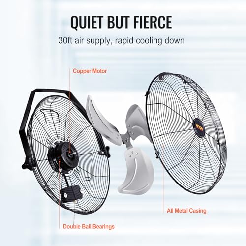 VEVOR 18 Inch Wall Mount Fan, Waterproof, 3-Speed, 4000 CFM, 2 Pack - size: 18 Inch 2 Pack, style: Waterproof