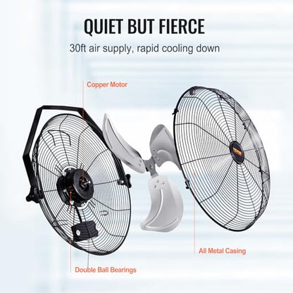 VEVOR 18 Inch Wall Mount Fan, Waterproof, 3-Speed, 4000 CFM, 2 Pack - size: 18 Inch 2 Pack, style: Waterproof