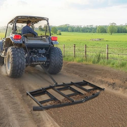 VEVOR Drag Harrow, 84" Width Tow Behind Drag Harrow, Q235 Steel Driveway Grader with Adjustable Bars & Pin Hitch, Support up to 50 lbs, Tractor Driveway Harrow for ATVs, UTVs, Garden Lawn Tractors - size: 84 in