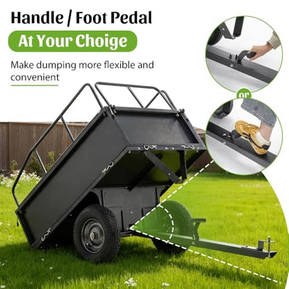Heavy Duty Steel Garden Cart with Removable Mesh Sides, Utility Metal Wagon Cart with 2-in-1 Handle for Garden, Farm, Yard (600lbs+Black) - color: 600lbs+black