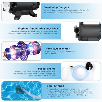 Water Pump 115V 1/10 HP 260 GPH Utility transfer Pump-Black - style: Black-NewG