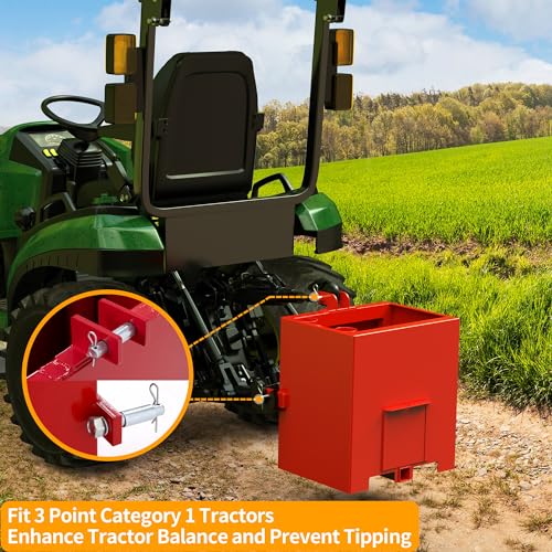 YINTATECH 800lbs 3 Point Capacity Tractor Ballast for CAT1, Red - color: Updated Red