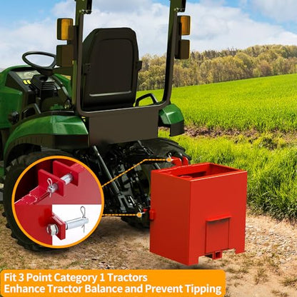 YINTATECH 800lbs 3 Point Capacity Tractor Ballast for CAT1, Red - color: Updated Red