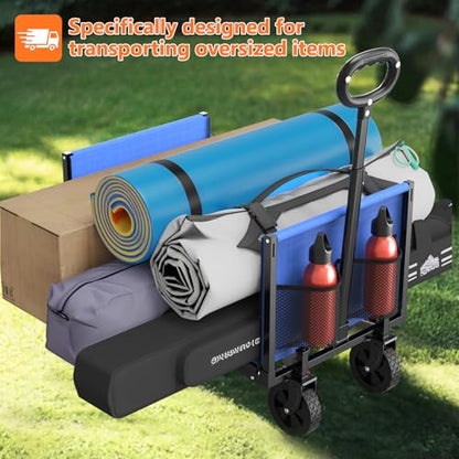 Semoprus 3 in 1 Wagons Carts Foldable,360LBS Beach Cart with Sturdy Wheels - color: Blue