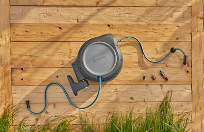 GARDENA Retractable Garden Hose Reel, 50 ft, 180 Degree Wall Mount - 20500 - size: 50 ft