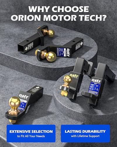 Orion Motor Tech Adjustable Trailer Hitch Ball Mount - 2" Receiver & Ball - size: 2" Receiver 9-1/2" Drop & 8-1/4" Rise