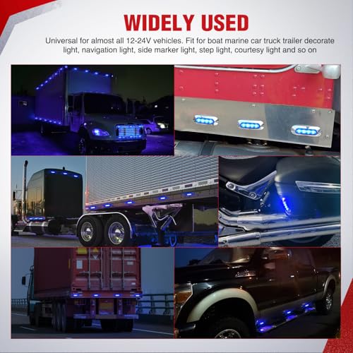 Nilight 3.7" blue Oval Side Marker Light, 4 LED IP68 Waterproof - color: Blue 3.7" 10Pcs