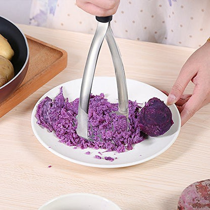 Joyoldelf Heavy Duty Stainless Steel Potato Masher, Professional Integrated Masher Kitchen Tool & Food Masher/Potato Smasher with Silicone Handle, Perfect for Bean, Vegetable, Fruits, Avocado, Meat - color: Black