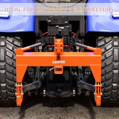 Garvee 3 Point Quick Hitch Category 1, 2" Receiver Trailer Hitch for Tractor, 3000LBS Lift Capacity Heavy Duty Quick Attach, No Bushing Required with 5 Level Adjustable Hitch