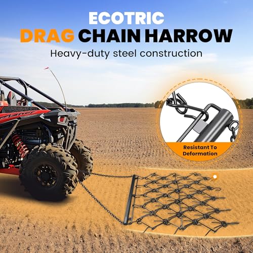 ECOTRIC Drag Chain Harrow 4'W x 4'L Compatible with UTV Lawn Garden Tractor