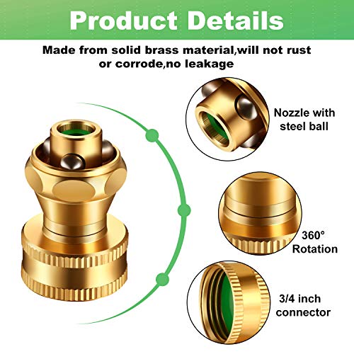 Hotop 3 Pack Big Shot Brass Hose Nozzle Adjustable Twist,3/4 Inch - size: 3/4inch