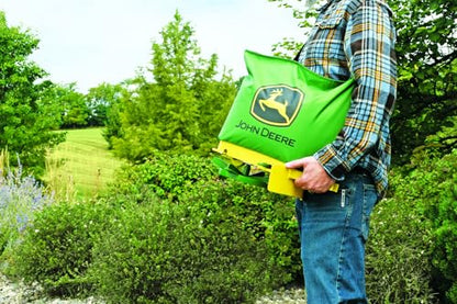 John Deere 25 lb Handheld Bag Seeder Spreader with Waterproof Bag, Enclosed Gears, Adjustable Shoulder Strap, Rear Baffle