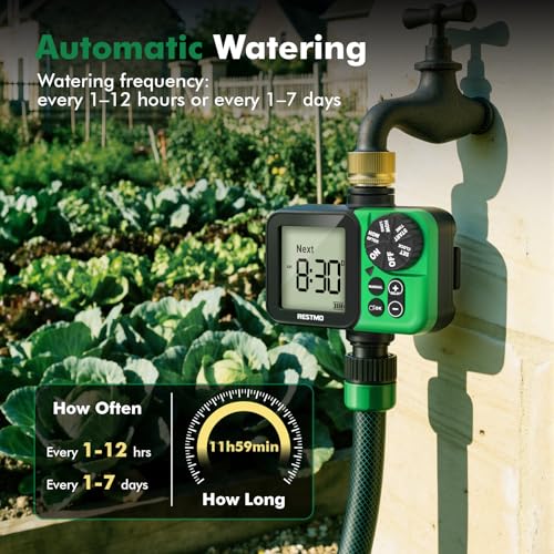 RESTMO Water Timer, Oversized LCD Sprinkler Timer with Brass Inlet - size: Digital-1 Zone
