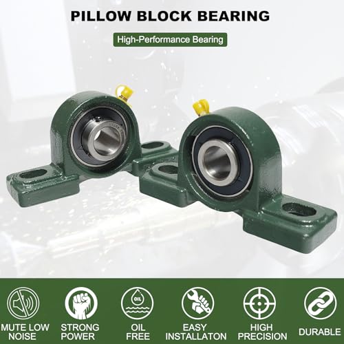 2 Pack UCP204-12 Pillow Block Mounted Ball Bearing - 3/4" Bore - Solid Cast Iron Base - Self Aligning - style: UCP204-12