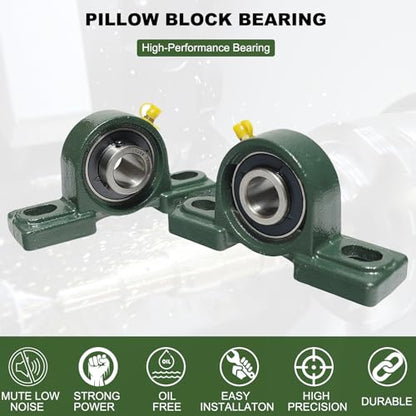 2 Pack UCP204-12 Pillow Block Mounted Ball Bearing - 3/4" Bore - Solid Cast Iron Base - Self Aligning - style: UCP204-12