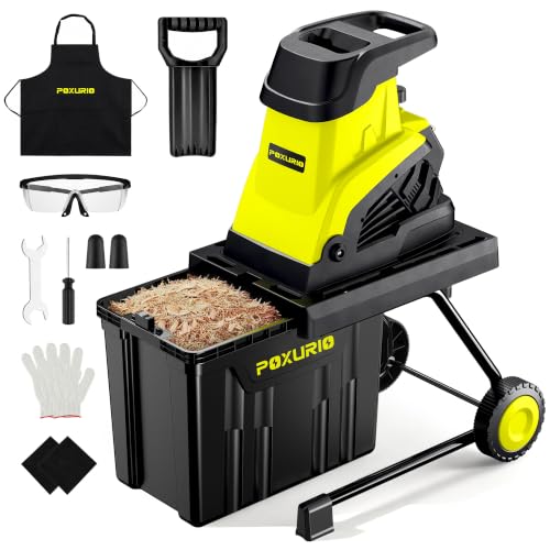 15-Amp Electric Wood Chipper, 50L Collection Bag Chipper Shredder, 1.8" Cutting Diameters Mulcher with Max 25:1 Reduction, Easy-Cleanup Dual Steel Blades Ideal for Twigs, Branches - color: Light Green