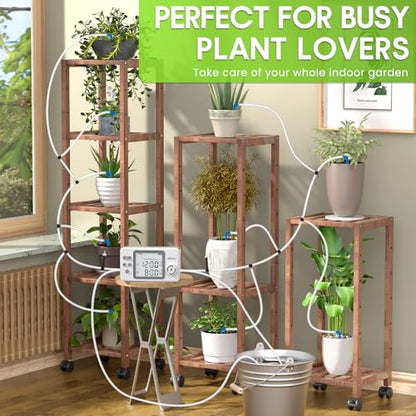 Automatic Watering System Dual Pump for Indoor Plants, Built-in Rechargeable Battery, Two Independent Water Zones, Worry-Free Vacation Drip Irrigation Kit, Water-Saving Smart Plant Waterer, White - color: White