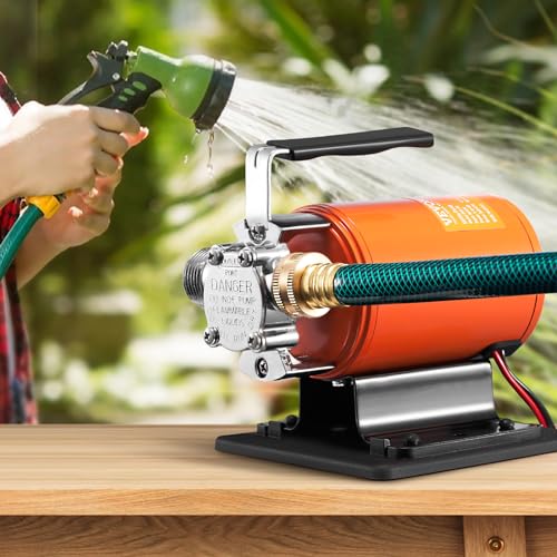 VEVOR Water Transfer Pump 12V, Battery Powered Utility Pump 360 GPH, 1/10HP Portable Electric Water Pump with Switch, 6 ft Suction Hose Kit, For Water Removal, Nonsubmersible