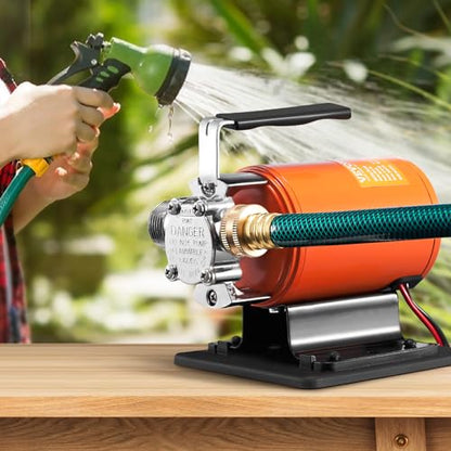 VEVOR Water Transfer Pump 12V, Battery Powered Utility Pump 360 GPH, 1/10HP Portable Electric Water Pump with Switch, 6 ft Suction Hose Kit, For Water Removal, Nonsubmersible
