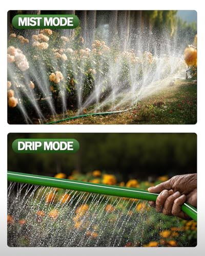50 FT Three-Tube Flat Sprinkler Hose with Holes with U-Shaped Stakes - size: 50FT