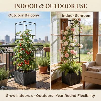 2 Pack 56" Self Watering Tomato Planter with Trellis - Indoor & Outdoor