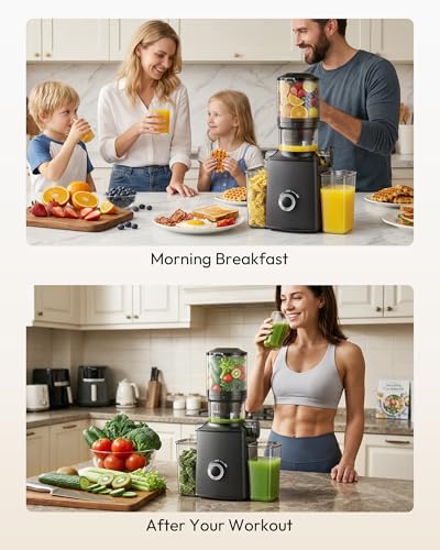 Juicer Machines, 5.3" Wide Feed Chute Cold Press Juicer